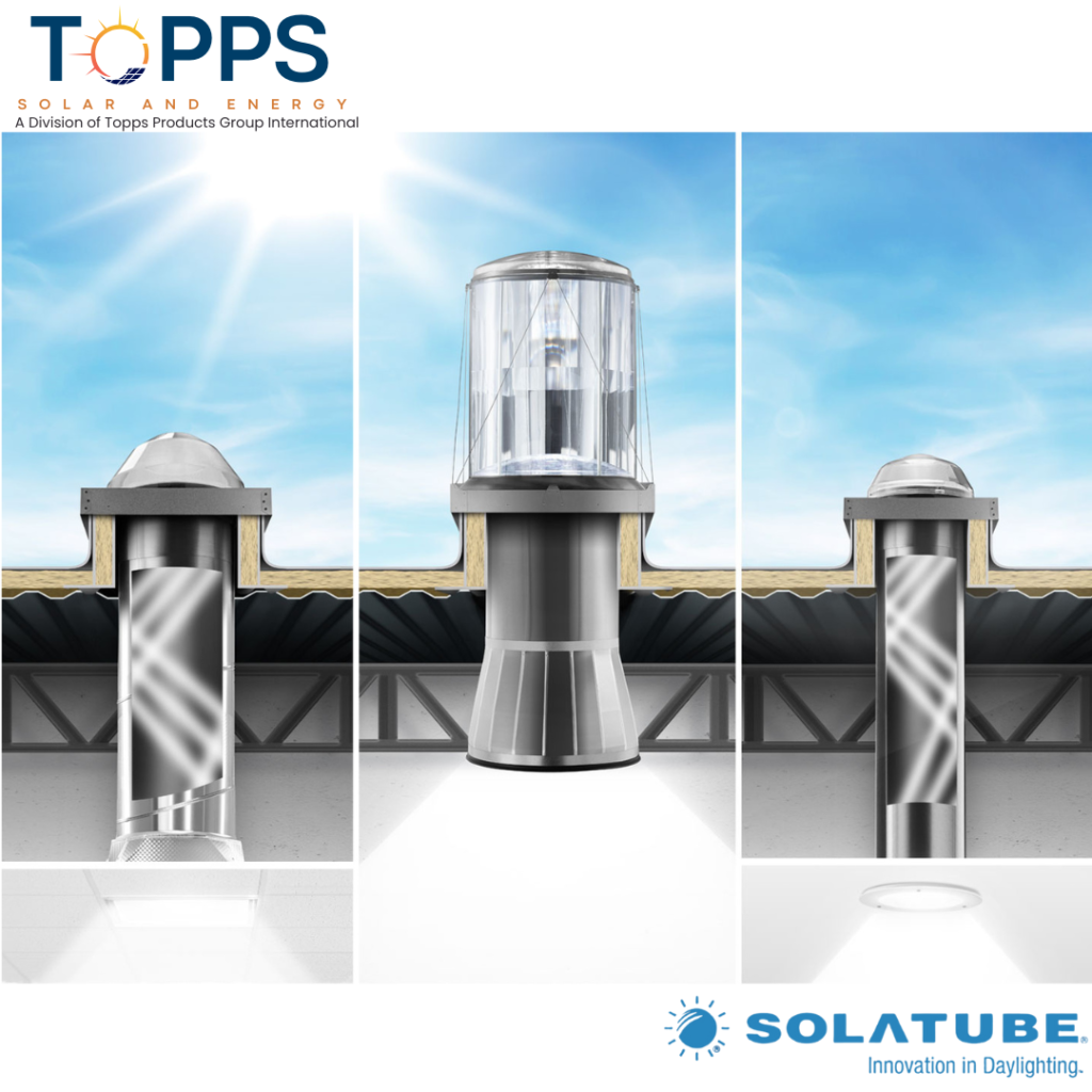 Tubular Daylighting Devices (TDDs)—a sustainable daylighting solution designed to reduce electricity usage, lower greenhouse gas emissions, and improve indoor spaces.